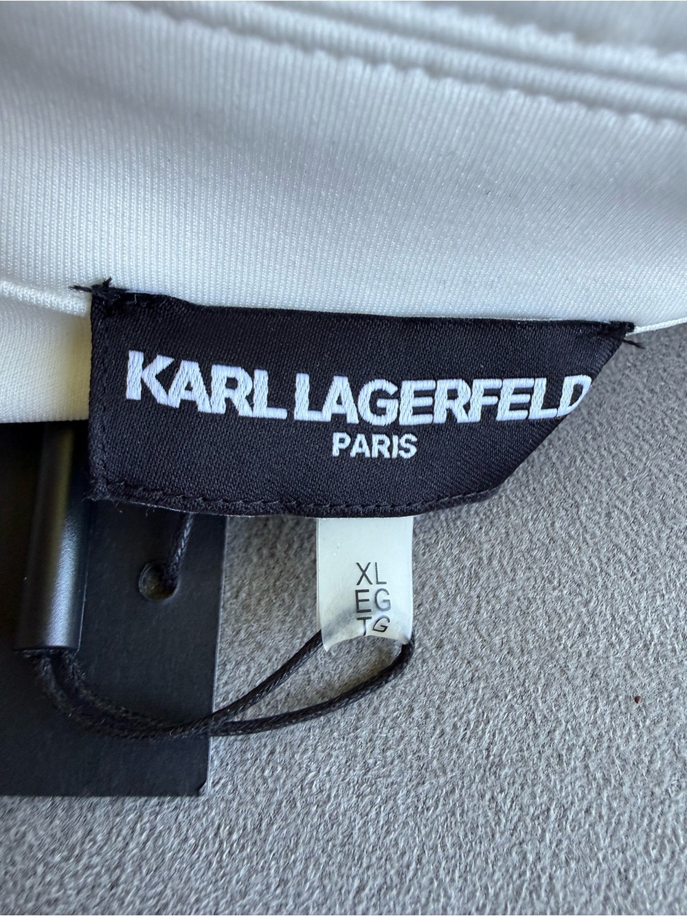NWT, Karl Legerdeld Women's White Zip Moto Jacket - Picture 7 of 9